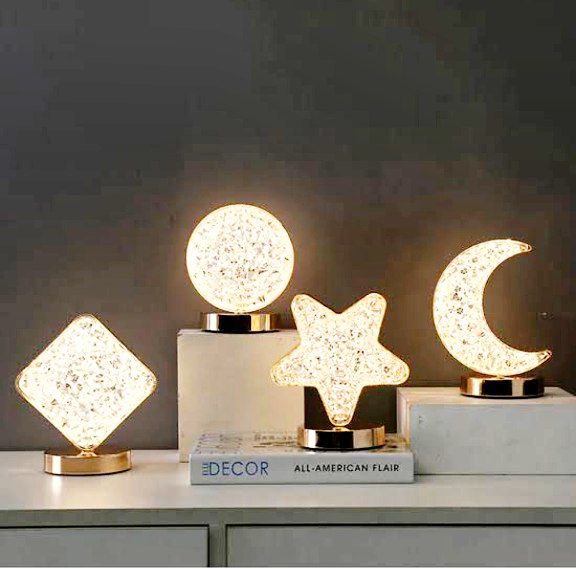 Unique Golden Creative Table Lamp Rechargeable ( Mix Design )